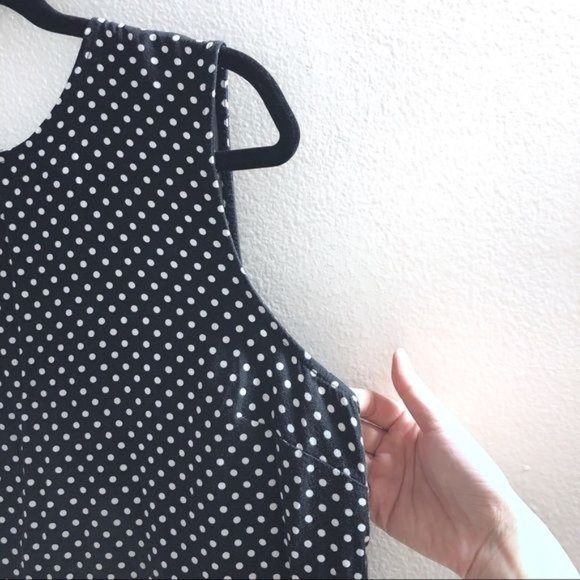 Popsugar Black White Polka Dot Button-Back Tank L - Picture 4 of 6